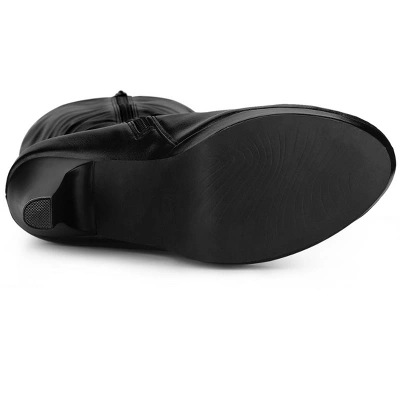 Allegra K Women's Chunky Heel Round Toe Platform Knee High Boots 4 Allegra K Women's Chunky Heel Round Toe Platform Knee High Boots - Image 4