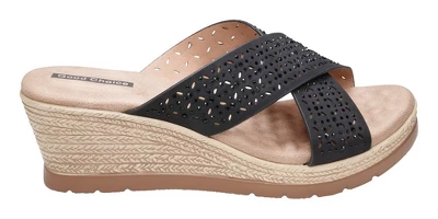 GC Shoes Malia Embellished Cross Strap Comfort Slide Wedge Sandals 1 GC Shoes Malia Embellished Cross Strap Comfort Slide Wedge Sandals