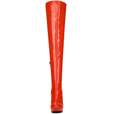 Allegra K Women's Platform Round Toe Chunky Heels Over The Knee High Boots 2 Allegra K Women's Platform Round Toe Chunky Heels Over The Knee High Boots - Image 2