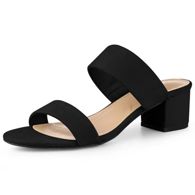 Women's Open Toe Dual Straps Block Heels Slide Sandals 6 Women's Open Toe Dual Straps Block Heels Slide Sandals - Image 6