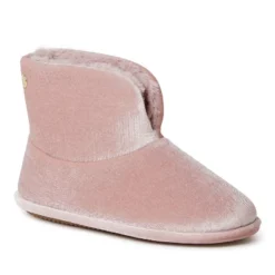 Dearfoams Women's Sara Shiny Velour Bootie Slippers -Minnetonka Shoes Shop GUEST 8f1a22de e4fa 48ec aa1b e2942a5097ea