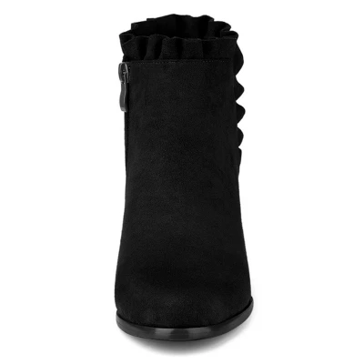 Allegra K Women's Ruffle Block Heel Ankle Boots 2 Allegra K Women's Ruffle Block Heel Ankle Boots - Image 2