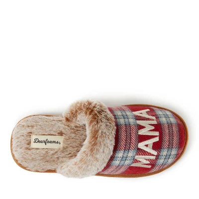 Women's Mama Bear Red Plaid Scuff Slippers 4 Women's Mama Bear Red Plaid Scuff Slippers - Image 4