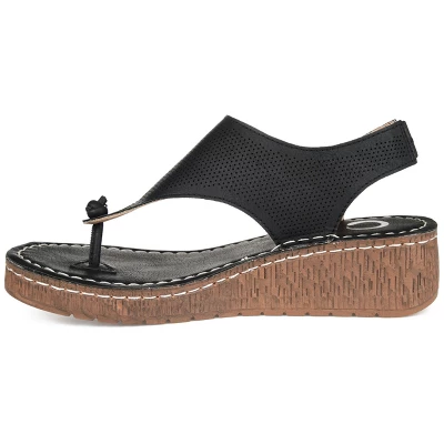 Journee Collection Womens Mckell Wedge Heel Buckle Sandals 1 Journee Collection Womens Mckell Wedge Heel Buckle Sandals