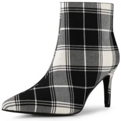 Allegra K Women's Plaid Pointed Toe Side Zip Stiletto Heel Ankle Boots -Minnetonka Shoes Shop GUEST 95ecdf58 d435 4657 be6e 3895ba289330