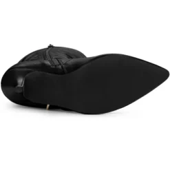 Allegra K Women's Pointy Toe Buckle Decor Side Zip Stiletto Heel Knee High Boots -Minnetonka Shoes Shop GUEST a0596aa4 69e5 46be 8d31 af92cf90cc67