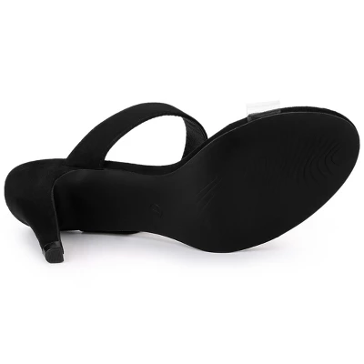 Allegra K Women's Clear Strap Stiletto Heel Slides Sandals 4 Allegra K Women's Clear Strap Stiletto Heel Slides Sandals - Image 4