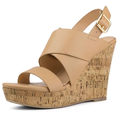 Allegra K Women's Wood Wedges Platform Wedge Sandals 9 Allegra K Women's Wood Wedges Platform Wedge Sandals - Image 9