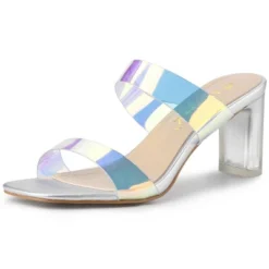 Allegra K Women's Colorful Straps Clear Heels Chunky Heel Clear Sandals -Minnetonka Shoes Shop GUEST a2e38a59 72da 43c7 b271 5fc865ad6dcd