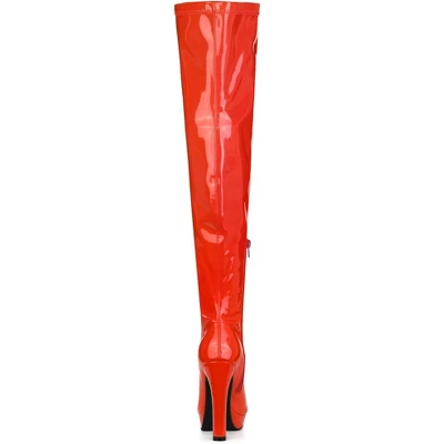 Allegra K Women's Platform Round Toe Chunky Heels Over The Knee High Boots 3 Allegra K Women's Platform Round Toe Chunky Heels Over The Knee High Boots - Image 3