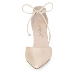 Allegra K Women's Ankle Tie Point Toe Dress Pumps