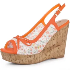 Allegra K Women's Wood Platform Heels Bow Lace Wedge Sandals -Minnetonka Shoes Shop GUEST ab48f327 56ce 4942 a6ad 2961a53f0a41