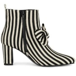 Allegra K Women's Pointed Toe Bow Striped Chunky Heels Ankle Boots -Minnetonka Shoes Shop GUEST b16f88f3 c02a 4474 9783 acf6b6f0d83e