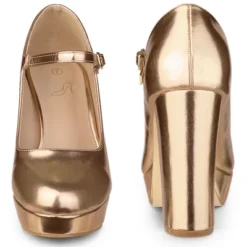 Perphy Platform Ankle Strap Chunky Heels Mary Janes Pumps For Women