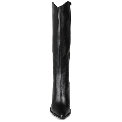 Journee Signature Womens Genuine Leather Laila Wide Calf Almond Toe Inside Zip Knee High Boots 5 Journee Signature Womens Genuine Leather Laila Wide Calf Almond Toe Inside Zip Knee High Boots - Image 5