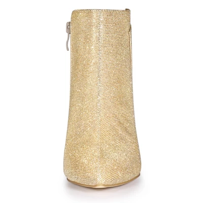 Allegra K Women's Glitter Pointed Toe Side Zip Stiletto Heel Ankle Boots 2 Allegra K Women's Glitter Pointed Toe Side Zip Stiletto Heel Ankle Boots - Image 2