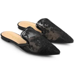 Allegra K Women's Pointed Toe Floral Embroidery Flats Mules -Minnetonka Shoes Shop GUEST c0858cec 424a 424b bb17 137ac574e03e