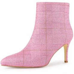 Allegra K Women's Plaid Pointed Toe Side Zip Stiletto Heel Ankle Boots -Minnetonka Shoes Shop GUEST c9d7b7dd 9bdf 4734 ae91 d1eaace7aab0