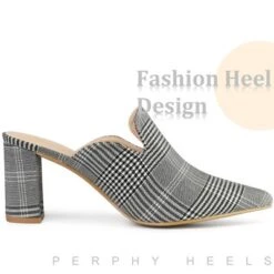 Perphy Pointed Toe Slip On Chunky Heels Houndstooth Slide Mules For Women -Minnetonka Shoes Shop GUEST ca674a9d afc3 4948 a200 820cef5acab9