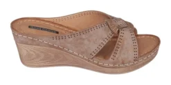 GC Shoes Giselle Perforated Comfort Slide Wedge Sandals