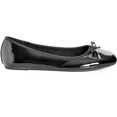 Women's WIDE FIT Patent Ballet Flat - Black | EVANS 7 Women's WIDE FIT Patent Ballet Flat - Black | EVANS - Image 7