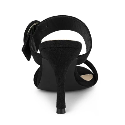 Allegra K Women's Opened Toe Buckle Stiletto Heels Slide Sandals 3 Allegra K Women's Opened Toe Buckle Stiletto Heels Slide Sandals - Image 3