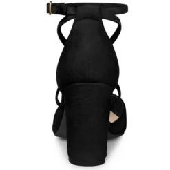 Allegra K Women's Pointed Toe Buckle Cross Strap Chunky Heels Pumps -Minnetonka Shoes Shop GUEST d840562f c689 47b5 9963 c0eb22eb36c1