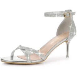Allegra K Women's Glitter Ankle Straps Stiletto Clear Heels Sandals -Minnetonka Shoes Shop GUEST da4eeb7f 5f8b 42c6 99b1 771e9f0844da