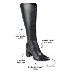 Journee Signature Womens Genuine Leather Laila Extra Wide Calf Almond Toe Inside Zip Knee High Boots -Minnetonka Shoes Shop GUEST dc168f82 3842 4aa7 9eab a3664710d36a