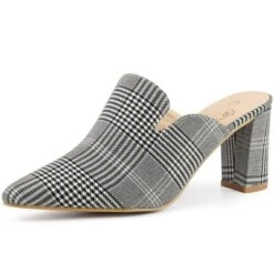 Perphy Pointed Toe Slip On Chunky Heels Houndstooth Slide Mules For Women -Minnetonka Shoes Shop GUEST dcabcedd f6a4 4b64 9a4d 1493211c0b49