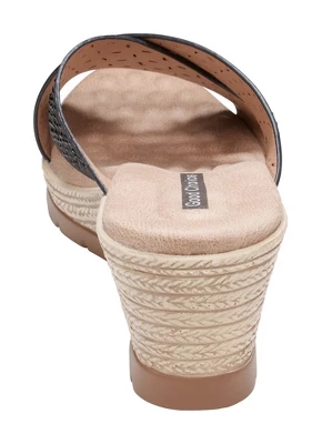 GC Shoes Malia Embellished Cross Strap Comfort Slide Wedge Sandals 2 GC Shoes Malia Embellished Cross Strap Comfort Slide Wedge Sandals - Image 2