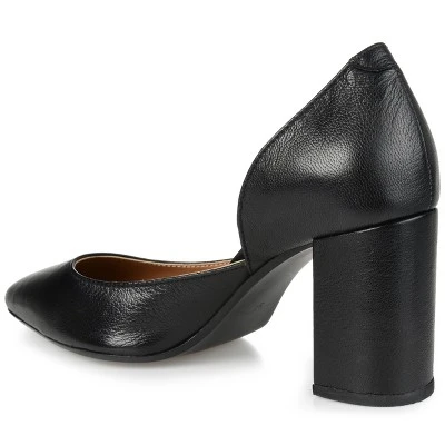 Journee Signature Womens Genuine Leather Jillian D'Orsay High Block Heel Almond Toe Pumps 6 Journee Signature Womens Genuine Leather Jillian D'Orsay High Block Heel Almond Toe Pumps - Image 6