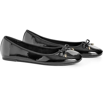 Women's WIDE FIT Patent Ballet Flat - Black | EVANS 6 Women's WIDE FIT Patent Ballet Flat - Black | EVANS - Image 6