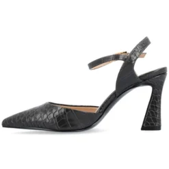 Journee Collection Womens Nixey Croco Texture Buckle Pointed Toe Pumps