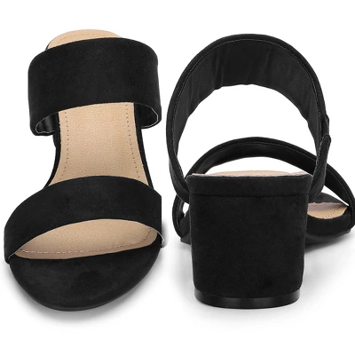 Women's Open Toe Dual Straps Block Heels Slide Sandals 2 Women's Open Toe Dual Straps Block Heels Slide Sandals - Image 2