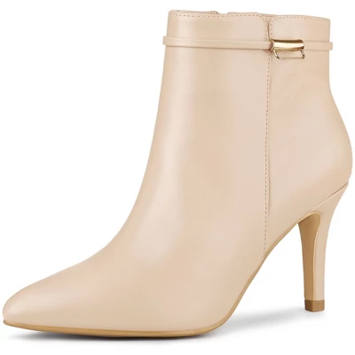 Allegra K Women's Stiletto Heels Pointed Toe Side Zip Ankle Boots 10 Allegra K Women's Stiletto Heels Pointed Toe Side Zip Ankle Boots - Image 10