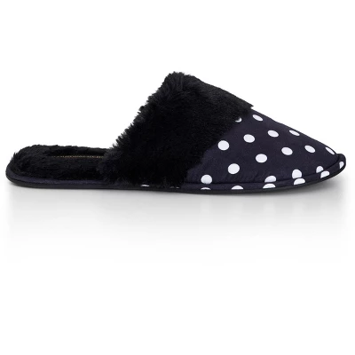 CLOUDWALKERS | Women's EXTRA WIDE FIT Ellie Print Slipper - Black Spot , 7W 2 CLOUDWALKERS | Women's EXTRA WIDE FIT Ellie Print Slipper - Black Spot , 7W - Image 2