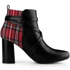 Allegra K Women's Plaid Pointed Toe Crisscross Strap Block Heels Ankle Boots -Minnetonka Shoes Shop GUEST fffa3896 127b 4871 9f48 aafa599dfd6b